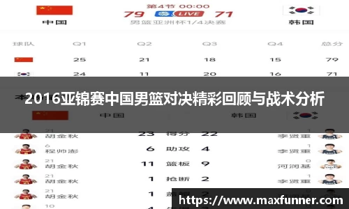 2016亚锦赛中国男篮对决精彩回顾与战术分析
